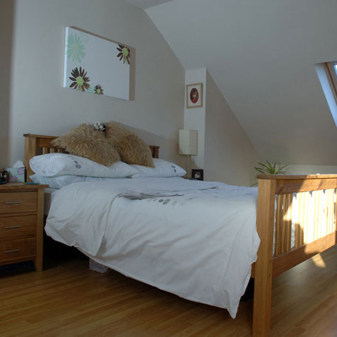 Loft conversion bedroom with velux windows
